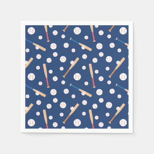 野球こうもりスポーツパターン誕生日パーティー スタンダードカクテルナプキン (正面)