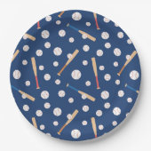 野球こうもりスポーツパターン誕生日パーティー ペーパープレート (正面)