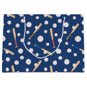 野球こうもりスポーツパターン誕生日 ラージペーパーバッグ (正面)