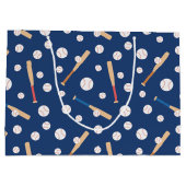 野球こうもりスポーツパターン誕生日 ラージペーパーバッグ (裏面)