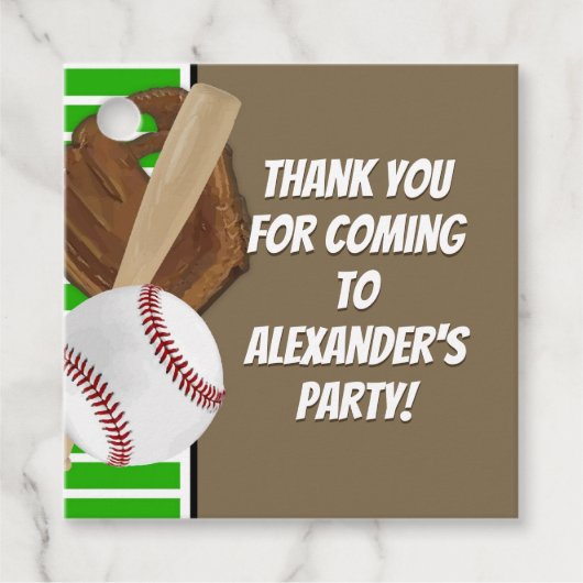 野球こうもりスポーツボーイズバースデーパーティーテーマ フェイバータグ (正面)