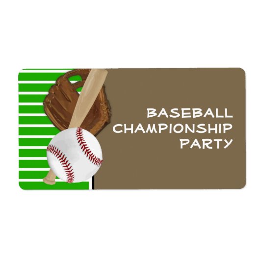 野球こうもりスポーツボーイズバースデーパーティーテーマ ラベル (正面)