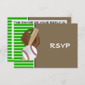 野球こうもりスポーツボーイズバースデーパーティーテーマ 出欠カード (正面/裏面)