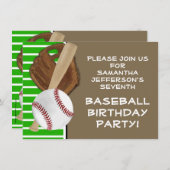 野球こうもりスポーツボーイズバースデーパーティーテーマ 招待状 (正面/裏面)