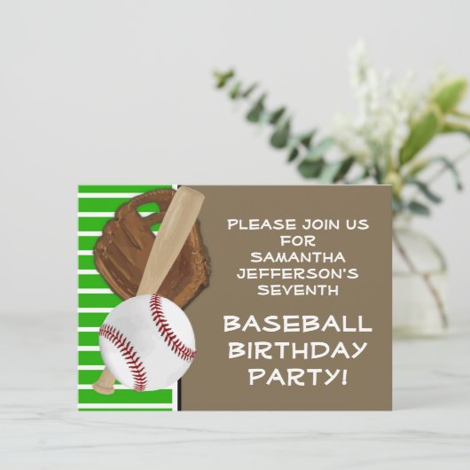 野球こうもりスポーツボーイズバースデーパーティーテーマ 招待状 (スタンド正面)