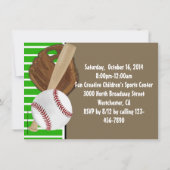 野球こうもりスポーツボーイズバースデーパーティーテーマ 招待状 (裏面)