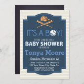 野球こうもりベビーシャワー招待状 招待状 (正面/裏面)