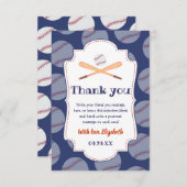 野球こうもりボールスタンプその男の赤ちゃんベビーシャワー サンキューカード (正面/裏面)