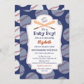 野球こうもりボールスタンプその男の赤ちゃんベビーシャワー 招待状 (正面/裏面)