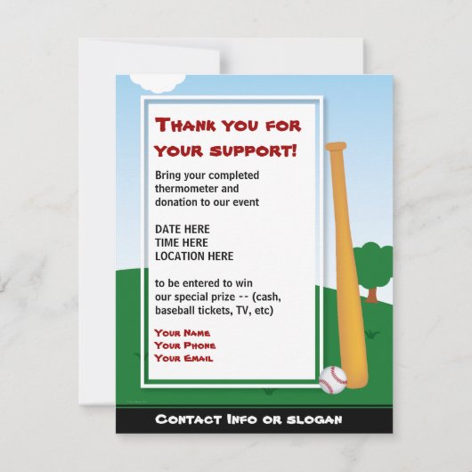 野球こうもり図及び招待状 招待状 (裏面)