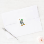 野球こうもり&ヘルメット付きペンギン ラウンドシール (封筒)