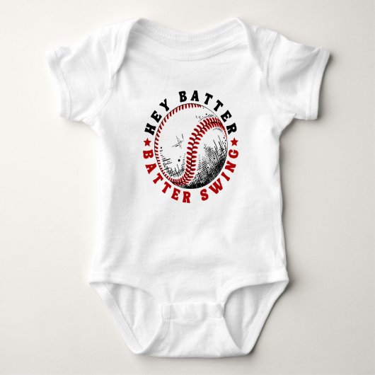 野球だよ バッター スイング ベビーボディスーツ (正面)