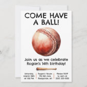 野球でお祝いしよう！野球の誕生日パーティー 招待状 (正面)