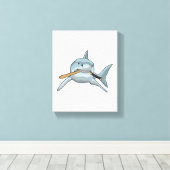 野球でサメを見るこうもり キャンバスプリント (インサイチュ (ウッドフロア))