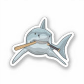 野球でサメを見るこうもり シール (正面)