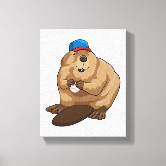 野球でビーバー|過去記事 キャンバスプリント (正面)