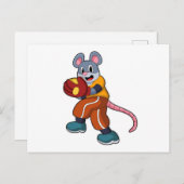 野球でベースボールグローブを付けたマウス ポストカード (正面/裏面)