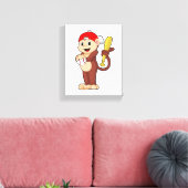 野球でモンキーアットベースボールこうもり キャンバスプリント (インサイチュ (リビング))