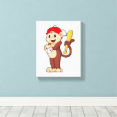 野球でモンキーアットベースボールこうもり キャンバスプリント (インサイチュ (ウッドフロア))