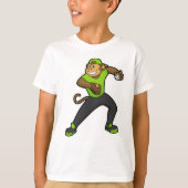 野球でモンキーアットベースボールこうもり Tシャツ (正面)
