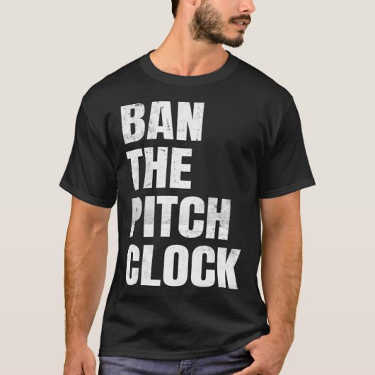 野球で投球時計を禁止する Tシャツ (正面)