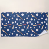 野球とこうもりのスポーツパターン ビーチタオル (正面)