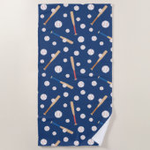 野球とこうもりのスポーツパターン ビーチタオル (正面)