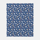 野球とこうもりのスポーツパターン フリースブランケット (正面)