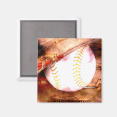野球とグローブグランジスタイル マグネット (正面/裏面)