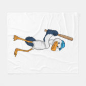 野球とコウノトリこうもり フリースブランケット (正面(横))