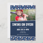 野球とバットのスポーツ写真誕生日パーティー 招待状 (正面)