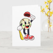 野球とバット カード (黄色い花)