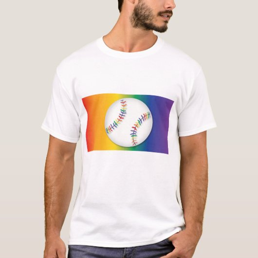 野球とレインボープライドLGBTQ Tシャツ (正面)