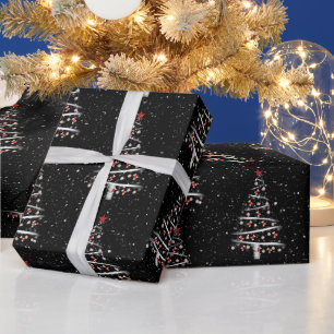 野球とレッドソックスのクリスマスツリー ラッピングペーパー