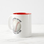 野球と小さな文字 赤 11oz オリジナル ツートーンマグカップ (正面左)