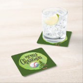 野球と木で成る、ベースボールのメリークリスマス  スクエアペーパーコースター (インサイチュ)