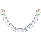 野球と犬をテーマにした少年の赤ちゃんシャワー バンティングフラッグ (全)