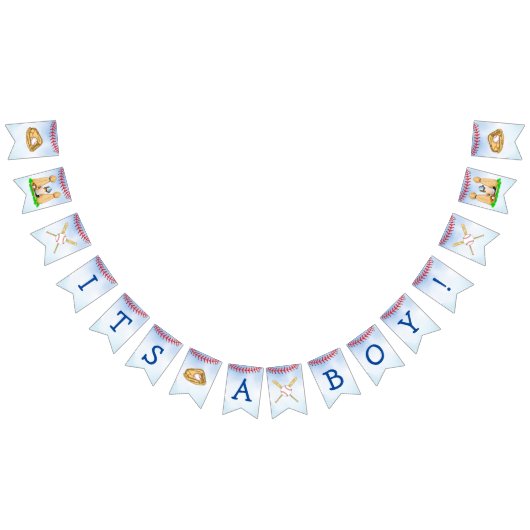 野球と犬をテーマにした少年の赤ちゃんシャワー バンティングフラッグ (全)