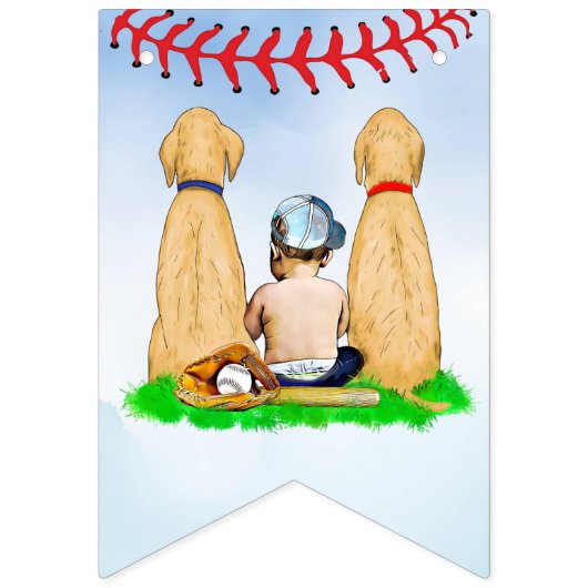 野球と犬をテーマにした少年の赤ちゃんシャワー バンティングフラッグ (第2の旗)