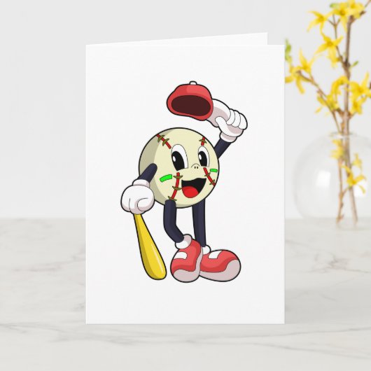 野球と野球バット カード (黄色い花)