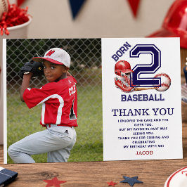 野球に生まれて | スポーツテーマの男の子の2歳誕生日 サンキューカード