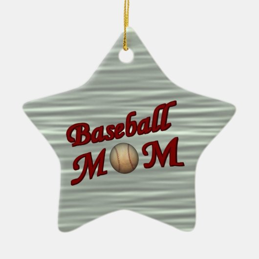 野球のお母さんのかわいくカスタマイズ可能なオーナメント セラミックオーナメント (正面)