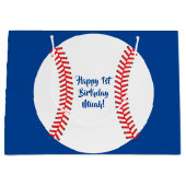 野球のかわいいスポーツの第1誕生会 ラージペーパーバッグ (正面)