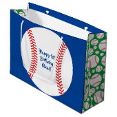 野球のかわいいスポーツの第1誕生会 ラージペーパーバッグ (正面アングル)