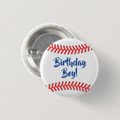 野球のかわいいスポーツ1歳の誕生日パーティー 缶バッジ (正面&裏面)