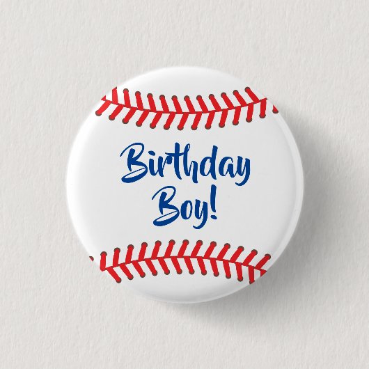 野球のかわいいスポーツ1歳の誕生日パーティー 缶バッジ (正面)