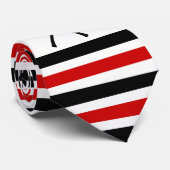 野球のこうもりとキャップ黒の赤いストライプ ネクタイ (ロール)