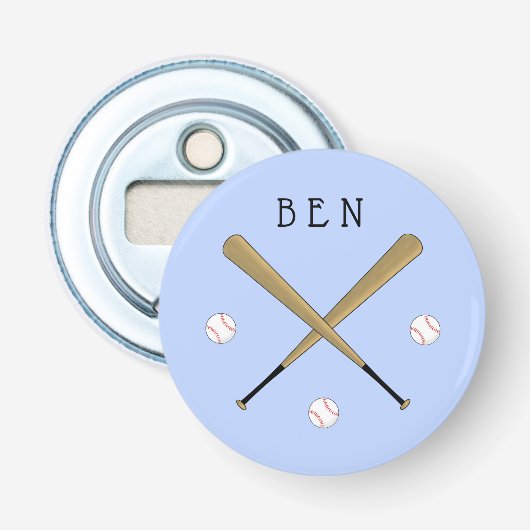 野球のこうもりパーソナライズされた青 栓抜き (正面)