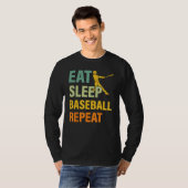 野球のことしか考えられない Eat Sleep 野球 Repeat Tシャツ (正面フル)