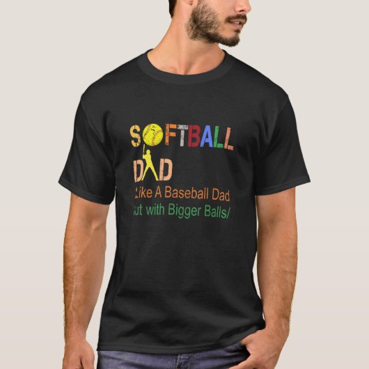 野球のようにパパが大きいソフトボール Tシャツ (正面)